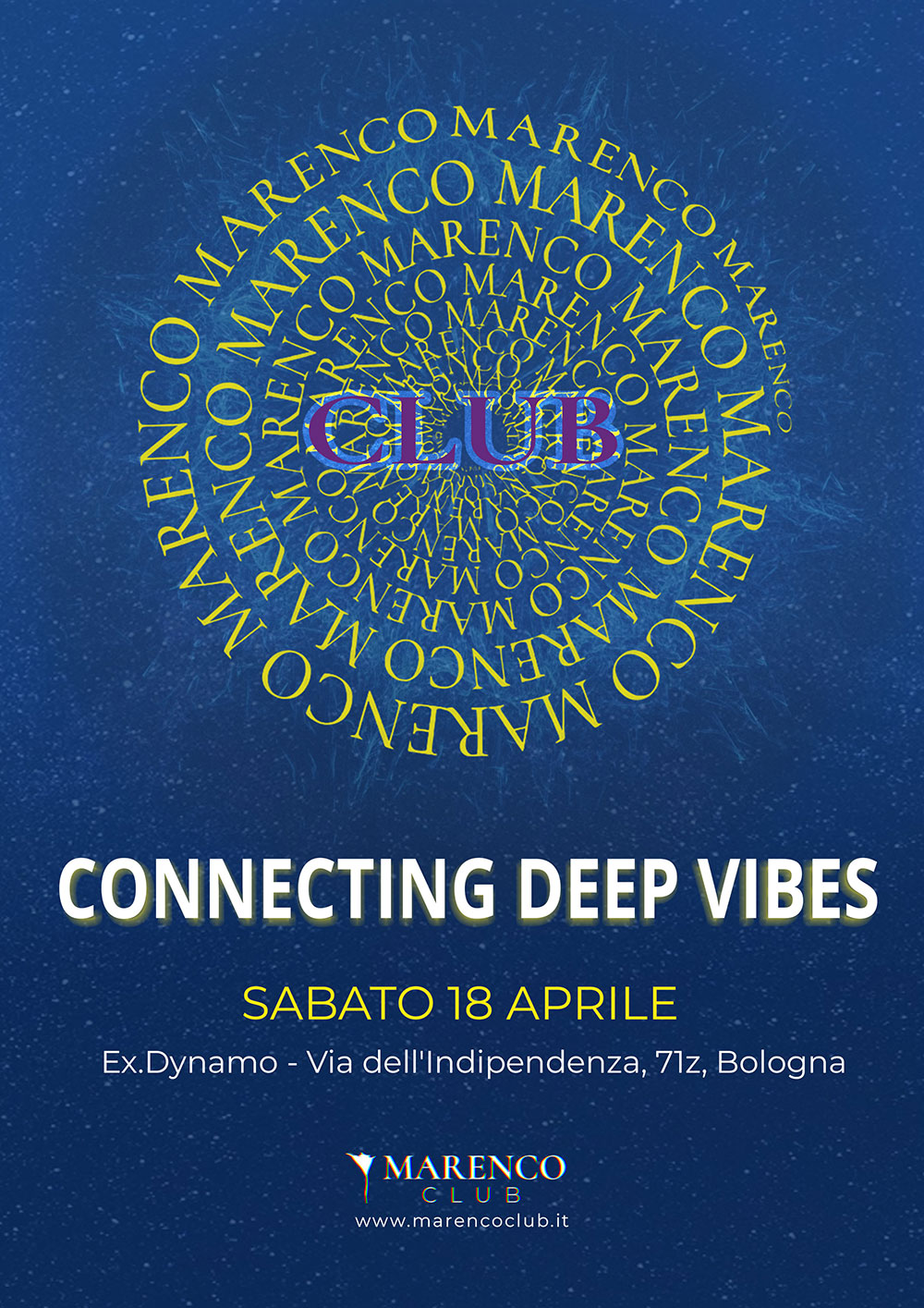 Flyer for the new event Connecting Deep Vibes, Saturday, April 18.